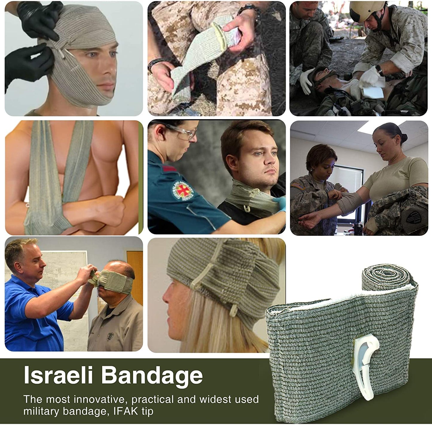 6" Israeli Bandage Vacuum Sterile Compression Bandages for Battle Wound Dressing Emergency Trauma, 2 Pack