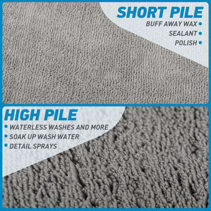 WEAWE Microfiber Towels for Cars - 7 Pack (23.6" x 15.7") 450-GSM, High & Short Pile Micro Fiber Cleaning Cloth for Car Washing Drying & Auto Detailing, Water Absorption Lint Free & Streak Free