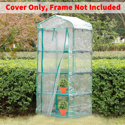 SHANGXING 4 Tier Roll-Up Zipper Door Greenhouse Replacement Cover- 63 x 27 x 19 Inch Clear PVC Plant Greenhouse Cover for Gardening Plants Cold Frost Protection Wind Rain Proof (Frame NOT Include)