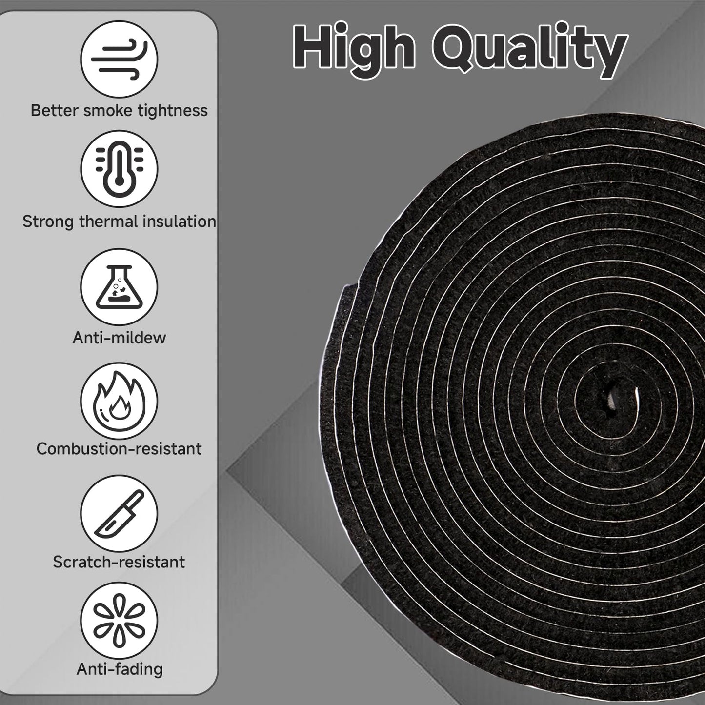15Ft Kamado Joe Grill Gasket Seal Replacement Kit, 1.2" Wide, 0.2" Thick, High-Temp Adhesive Felt for Classic Joe, Big Joe, Vision & Oklahoma Grills, Smoker Accessories