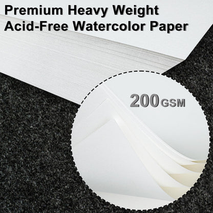DagouColor Watercolor Paper, 9" x 12", 200GSM, 100 Pcs Bulk Water Color Paper, Art Supplies for Artists Adults Boys Girls Students, Painting, Drawing, Mixed Media