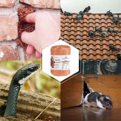 Californistan Copper Mesh Rodent Control, 5in x 32ft- Rustproof Copper Mesh Roll for Rodent, Bat & Snail - Perfect for Hole Blocking, Gardening & Sealing Water Opening - Plus Bonus Scissor & Gloves