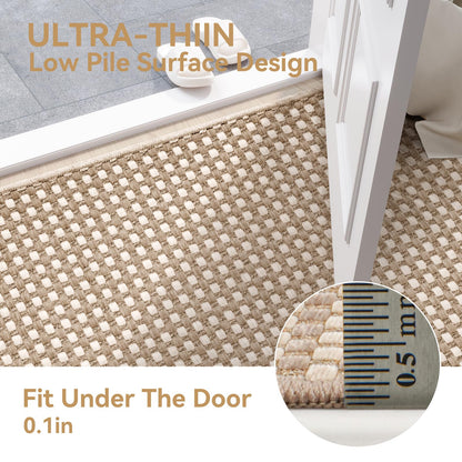 YDKGL 2x3 ft Indoor Door Mat Entryway Rug Non Slip Woven Washable Area Rugs Kitchen Mats for Floor, Front Entry Rug Entrance Doormat for Hall Porch Bathroom Kitchen Bedroom, Easy Clean, Brown 24"x36"