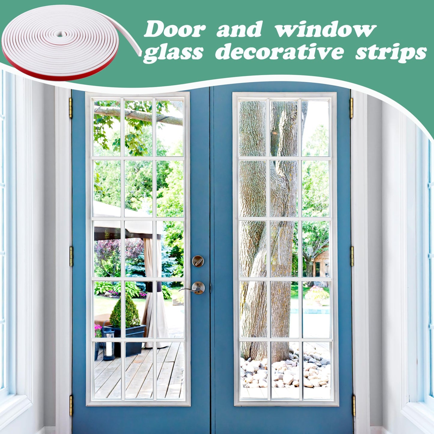 DECOHS 33 Ft Window Grille Inserts Grid Kit- TPE Self-Adhesive Peel and Stick Trim Molding- Flexible Moulding Trim Grid Inserts for Windows Door Frames Home Decoration
