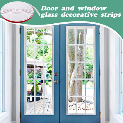 DECOHS 33 Ft Window Grille Inserts Grid Kit- TPE Self-Adhesive Peel and Stick Trim Molding- Flexible Moulding Trim Grid Inserts for Windows Door Frames Home Decoration