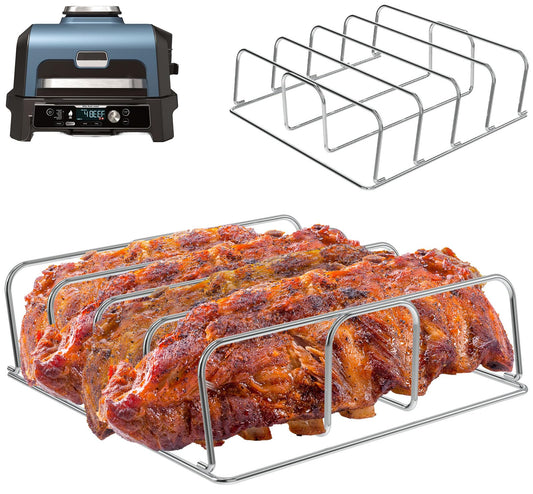 WEBROIL Rib Racks Compatible with Ninja Woodfire Outdoor Grill OG800, OG850, OG900, OG951, OG952 Series Accessories, Stainless Steel Roast Rack for Ninja Woodfire Smoker Pro Connect XL Accessories