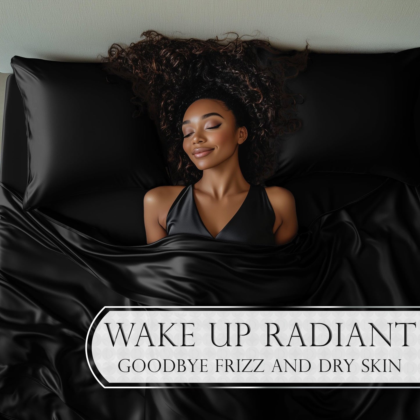 DECOLURE Satin Bed Sheets - 4 Piece Luxury Silky King Size Bedding Set - Softer Than Silk, Wrinkle-Free with 15” Deep Pocket Fitted Sheet, Perfect for Hair & Skin, Gifts for Women (Black)