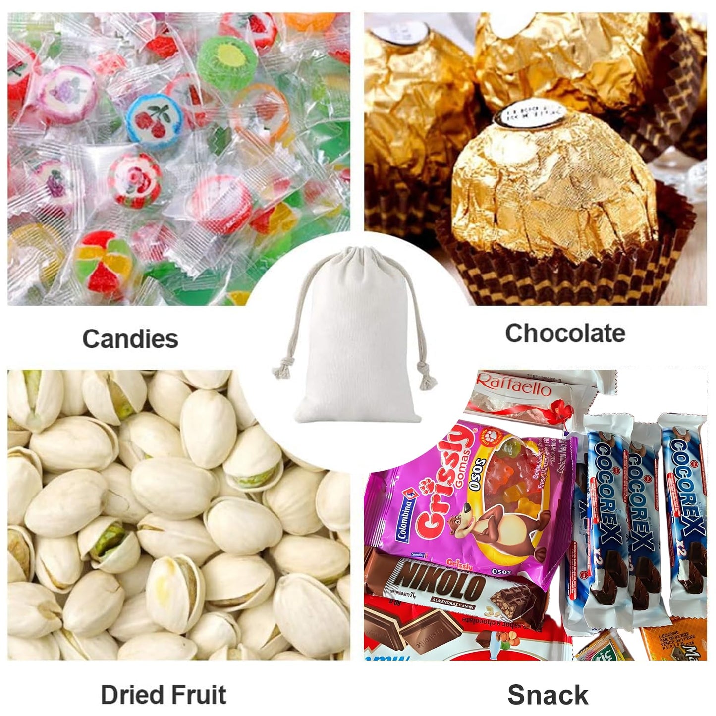 SumDirect 20Pcs Cotton Muslin Bags,White Large lightweight Gift Bags Breathable Pouches with Drawstring Reusable Packing Storage Bags for Wedding, Party, Birthday (15x20cm)
