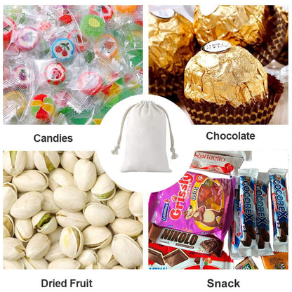 SumDirect 20Pcs Cotton Muslin Bags,White Large lightweight Gift Bags Breathable Pouches with Drawstring Reusable Packing Storage Bags for Wedding, Party, Birthday (15x20cm)