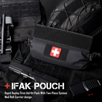WYNEX Tactical First Aid Drop Dump Pouch, EMT Trauma Roll Up Drop Pouch EMT IFAK Sub Abdominal Carrying Bag with Hook-N-Loop