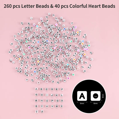 3500+ pcs Rainbow Pony Beads for Jewelry Making, Hair Beads for Braids, Bracelet Making Kit, Assorted Kandi Beads Kit with Letter and Heart Beads Hair Beader Tool Scissors Elastic String