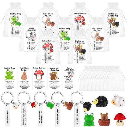 20 Set Employee Appreciation Gifts Bulk for Coworkers Thank You Staff Gift Mixed Animal Pun Keychains Thank You Cards Organza Bag Funny Resin Office Gifts Favors for Team Teacher Social Worker Nurse