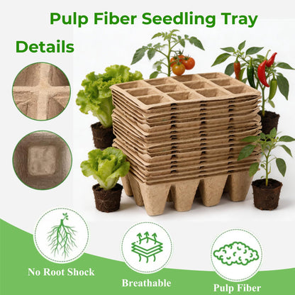 40 Packs Peat Pots Seed Starter Tray, 480 Cells Biodegradable Seedling Pots Germination Trays, Plant Starter Tray for Seedling, Organic Seed Starting Trays kit with Labels & 2 Transplant Tools (40)