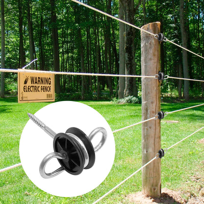 Vkinman 12 Pack Farm Electric Fence Wood Post Insulator Electric Fence Gate Handle Anchor Screw-in Insulator Black Fence Ring Post Wood Post Insulator for Electric Fence Wood Post