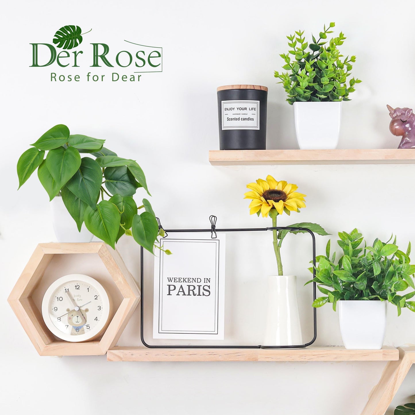 Der Rose 6 Pack Fake Plants Small Artificial Plants for Home Office Desk Accessories Bathroom Aesthetic Farmhouse Room Decor Indoor
