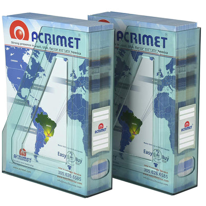 Acrimet Magazine File Holder – Vertical Rack for Documents, Folders and Mail, Durable Plastic Desk Organizer for Office & Home, Clear Green (2 Pack)