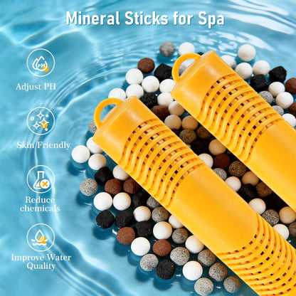 4 Pack Spa Mineral Sticks for Hot Tub, WIOR Silver Ion Cartridge with 4 Months Lifetime Mineral Cartridges Sticks for Hot Springs Spa Keeps Water Crystal Clean (Yellow, 4 PCS)