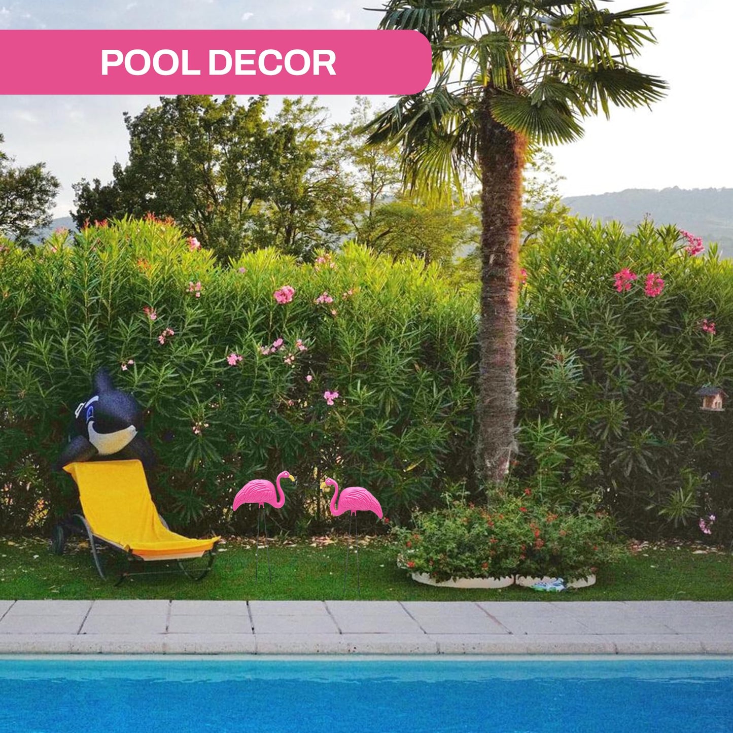 2 Pink Flamingos Yard Decorations - Large 23 inch Ornament Statues - Outdoor Garden Lawn Flamingo Decor by 4E's Novelty