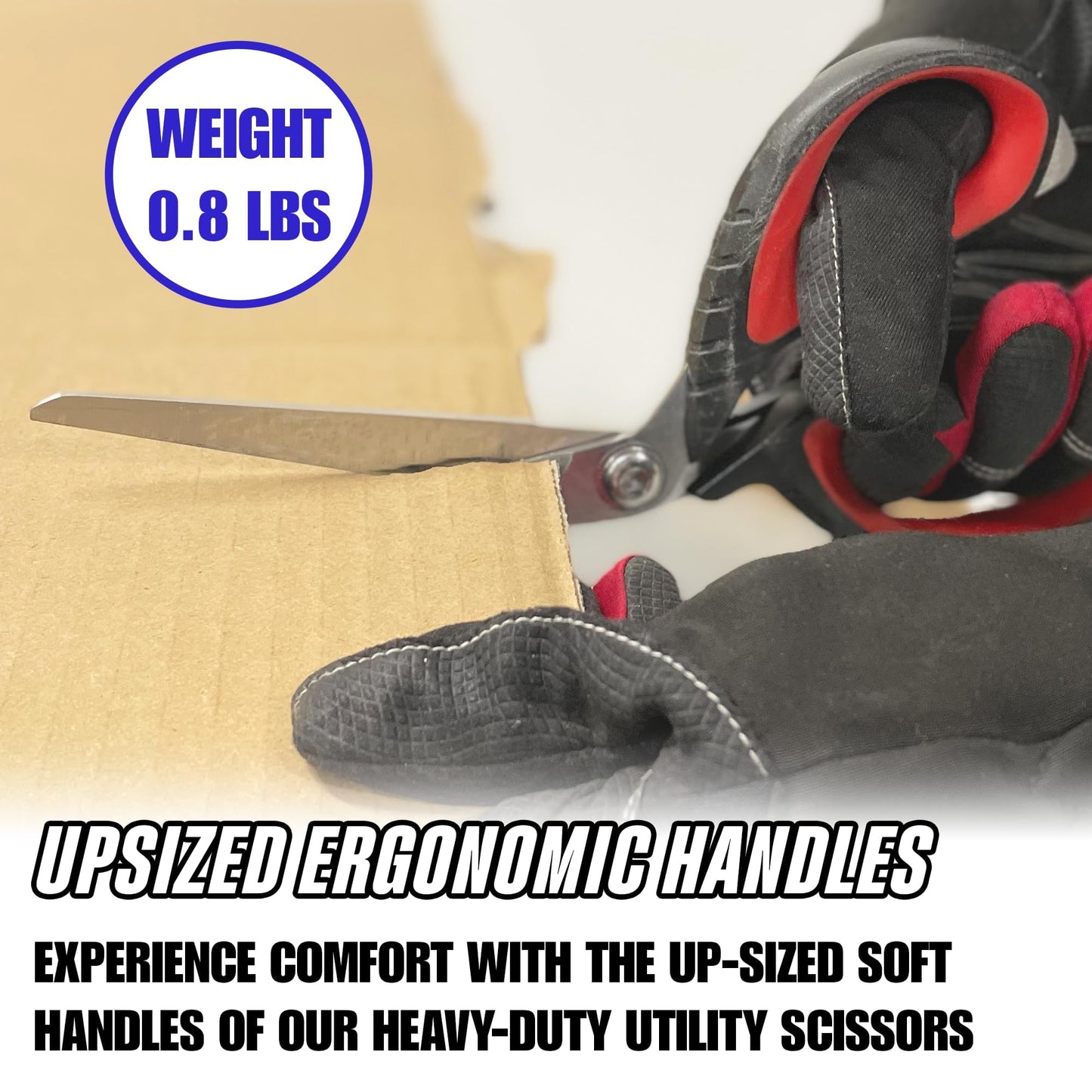 Rapid Edge Offset Scissors – 9.5" Stainless Steel Industrial Utility Scissors with Serrated Edge, Soft Grip Handles & Built-in Scoring Tip for Cardboard, Plastic & Crafts