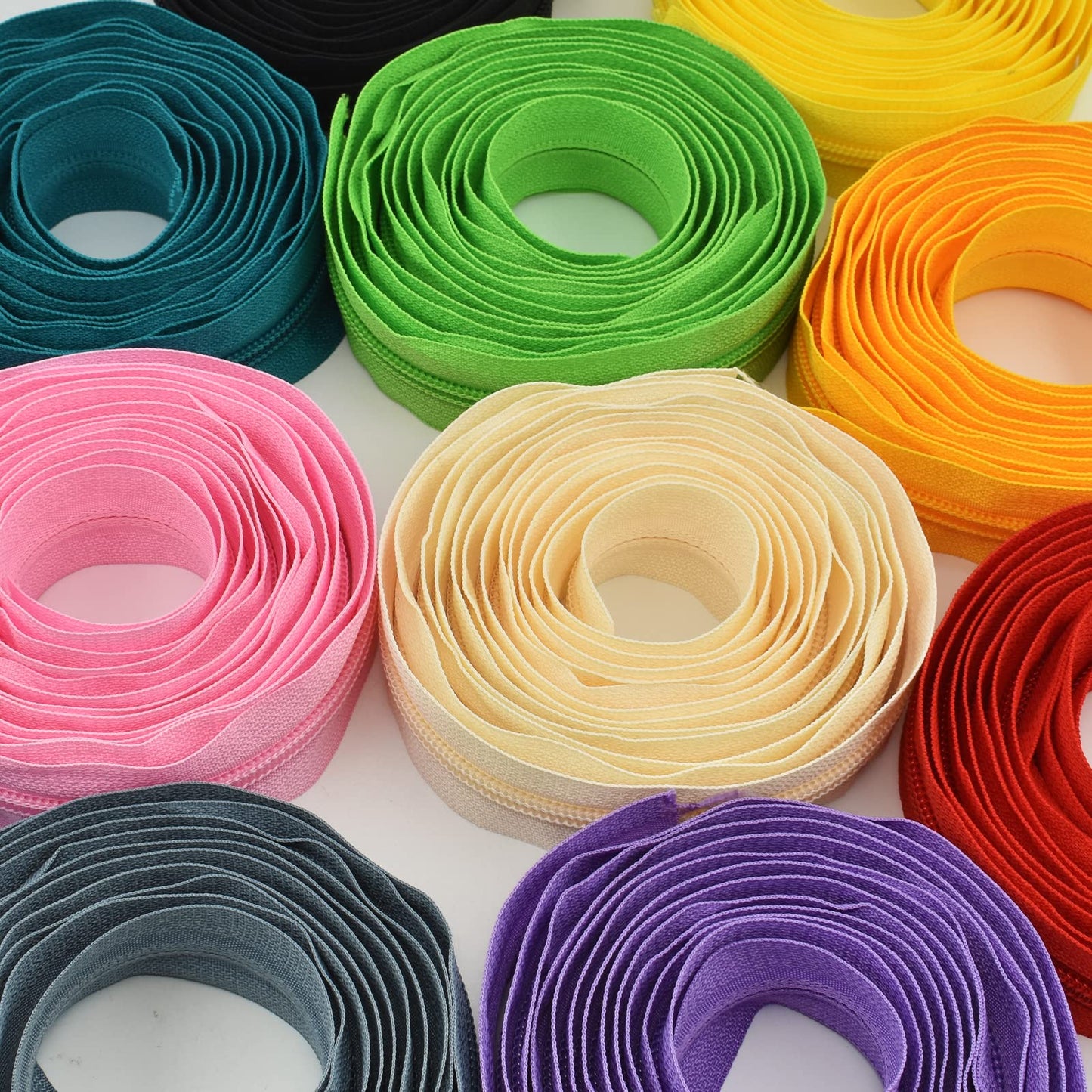 42 Yards #5 Nylon Coil Zippers Kit Sewing Zipper for DIY Sewing Crafts Zipper Tape with Match 112 Pcs Zipper Pull Heads, Zipper Repair Kit for DIY Tailor Sewing Craft Supplies, 14 Color