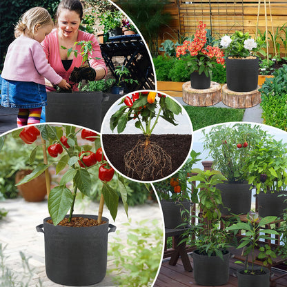 SunStream 10-Pack 2 Gallon Heavy Duty Thickened Nonwoven Fabric Pots Grow Bags with Handles
