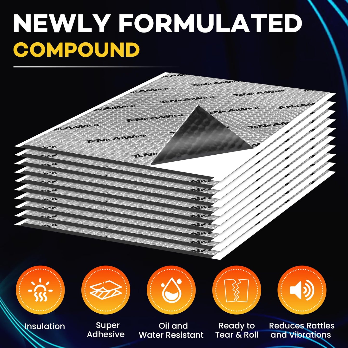 10 sqft (0.95 sqm) Car Sound Deadening Mat 80 mil , 10 Pack Sound Deadener for Vehicles , Butyl Automotive Sound Deadener, Noise Insulation and dampening Mat
