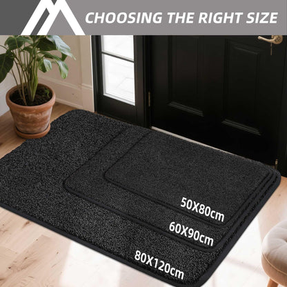 COSY HOMEER 32"x48" Dirt Trapper Doormat Indoor, Non-Slip Absorbent Door Mat, Low-Profile Rug Heavy Duty Floor Mats, Washable 100% Polyester Entryway Welcome Mats, Black