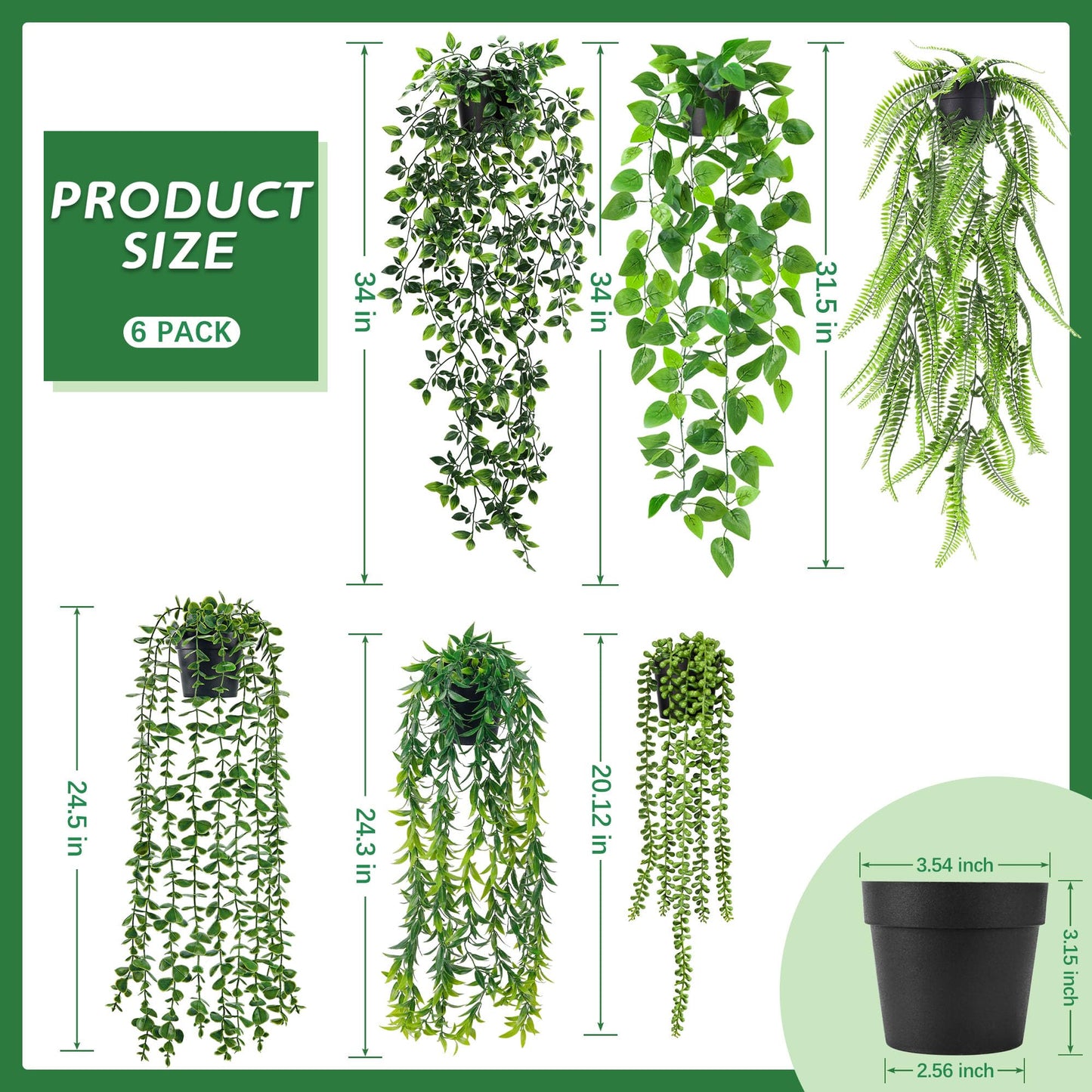 Der Rose 6Pcs Fake Plants Hanging Artificial Vines Faux Hanging Plants for Bookshelf Bathroom Kitchen Outdoor Decor Indoor