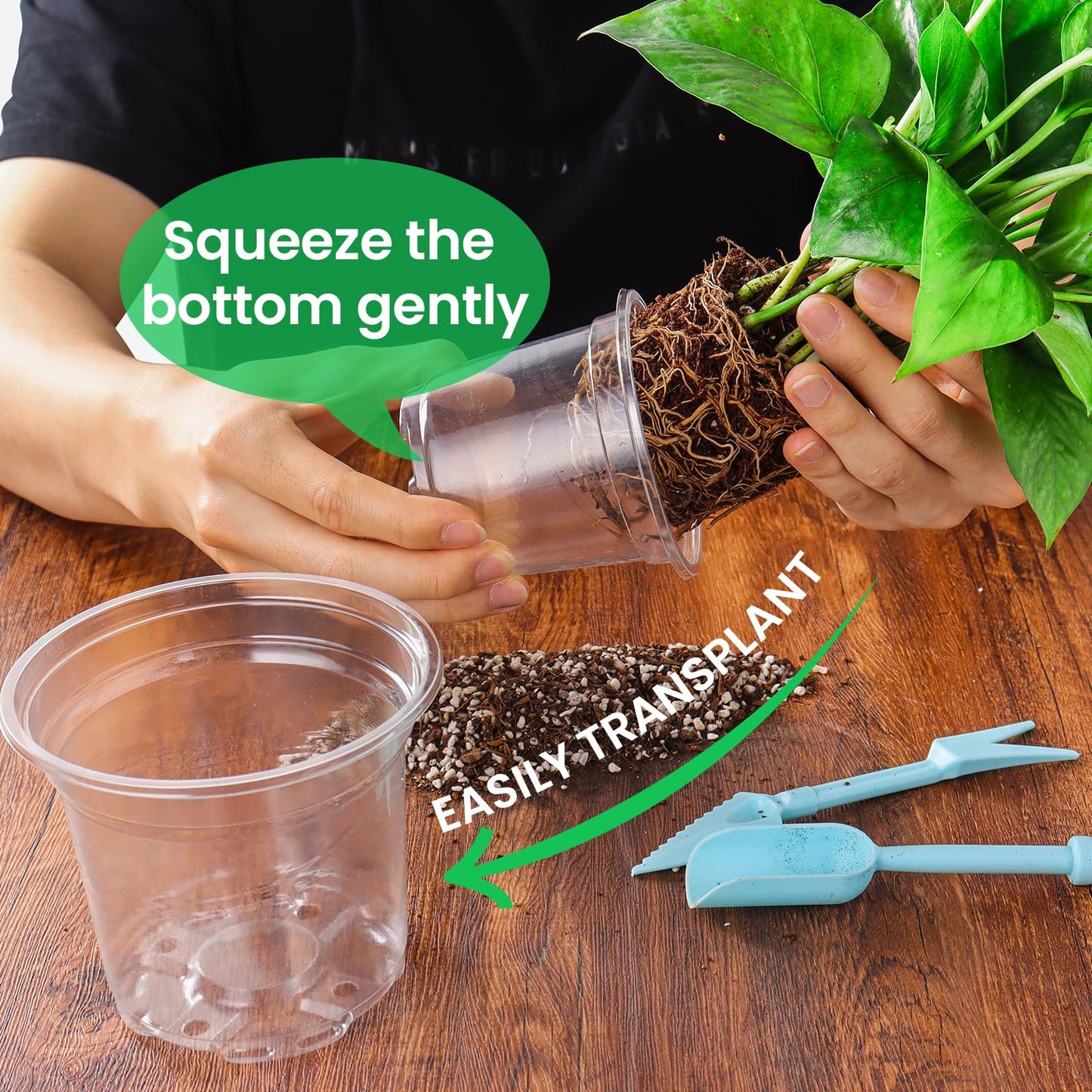 36 Packs 5/4/3.5 Inch Reinforced Clear Nursery Pots with Drainage Hole, Transparent Variety Pack Plastic Plant Pot Seedling Planter Seed Starter Flower 20pcs Labels