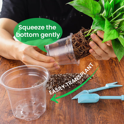 36 Packs 5/4/3.5 Inch Reinforced Clear Nursery Pots with Drainage Hole, Transparent Variety Pack Plastic Plant Pot Seedling Planter Seed Starter Flower 20pcs Labels