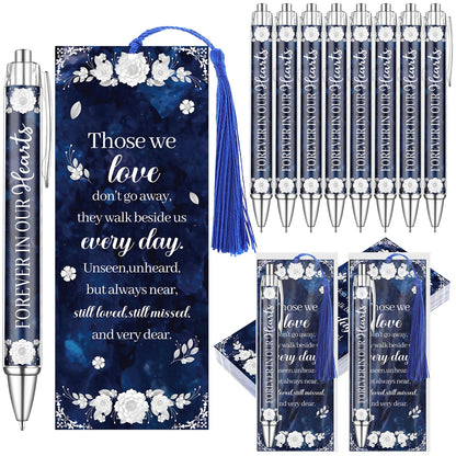 50 Set Funeral Favors for Guests Memorial Service Ballpoint Pens with Poem Prayer Bookmarks Cards for Celebration of Life Condolence Bereavement Sympathy Gift