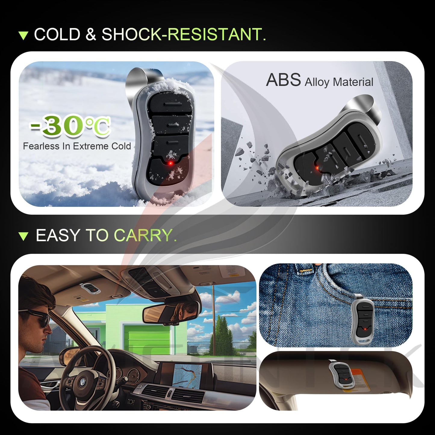 2-Pack Genie Garage Door Remote, G3T-A/G3T-R/G3T-BX, Compatible with All Genie Intellicode Garage Door Opener【3 Year Warranty】