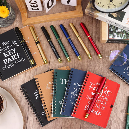 20 Pcs/10 Set Thank You Gifts Bulk Motivational Spiral Notebook and Inspirational Ballpoint Pen Employee Appreciation Journals Notepads Funny Ballpoint Pen Set for Office School Staff Coworker Teacher