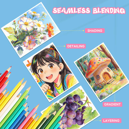 Ugmic 72 Coloring Pencils Set - Coloured Pencils for Adults Professional Colour Mixing Painting and Sketches, Soft Wax-Based Wooden Coloured Pencils Perfect for Students Children Colouring Books