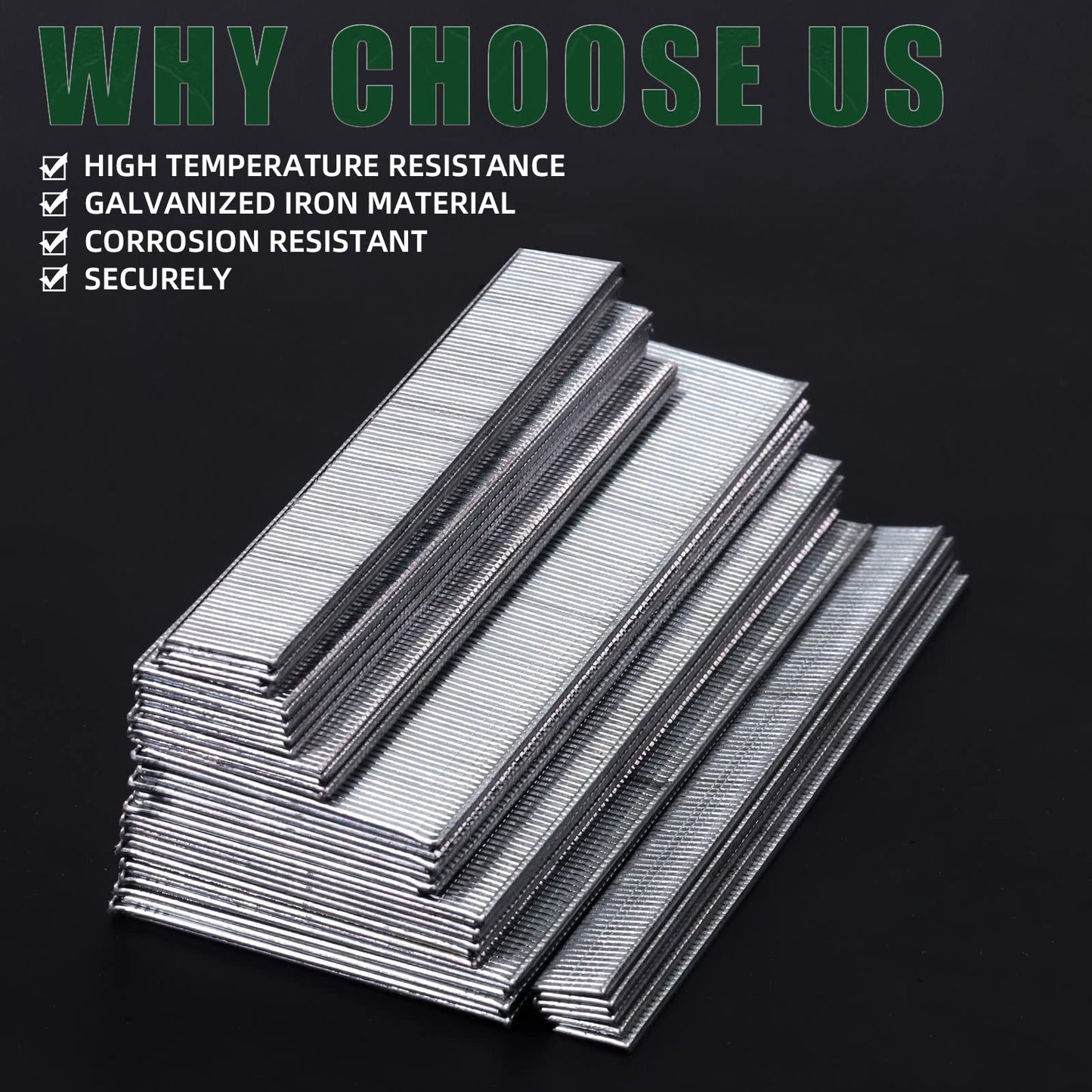 Keadic 4800Pcs 4 Sizes 18 Gauge Brad Nail Assortment Kit, 5/8", 1", 1-1/2", 2" Galvanized Steel Straight Finish Nails Gun Electric Finishing Pin Brads Nail for Moldings Cabinets Installation