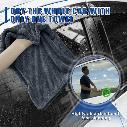 Car Drying Towel, 2 Pack 36 x 24 Inch Microfiber Towels, 1200 GSM Super Absorbent Drying Towel for Car Detailing, Streak Free, Lint Free (Grey, Extra Large)