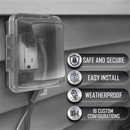 TayMac MM510C Single-Gang Horizontal/Vertical Weatherproof Receptacle Cover, 3.75 Inches Deep, Clear