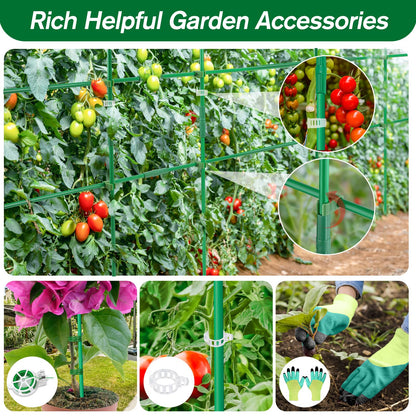 123PCS Garden Stakes Set with 36PCS 16 Inch Fiberglass Plant Sticks and Stake Arms, DIY 4ft 5ft 6ft 7ft 8ft Tomato Stakes, Garden Stakes for Vegetables Tomato Pepper Indoor Outdoor Plants