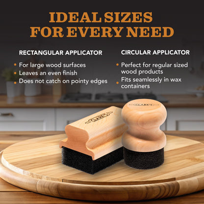 CLARK'S Round Applicator for Oil and Wax - Enhanced V2 Design - Ideal for Cutting Boards - Butcher Blocks - Wood Utensils - Cutting Board Oil Applicator - Cutting Board Sponge