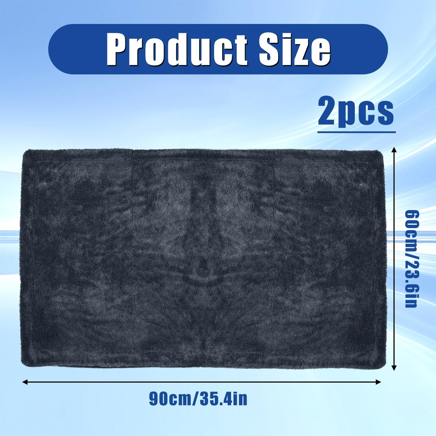 Car Drying Towel, 2 Pack 36 x 24 Inch Microfiber Towels, 1200 GSM Super Absorbent Drying Towel for Car Detailing, Streak Free, Lint Free (Grey, Extra Large)