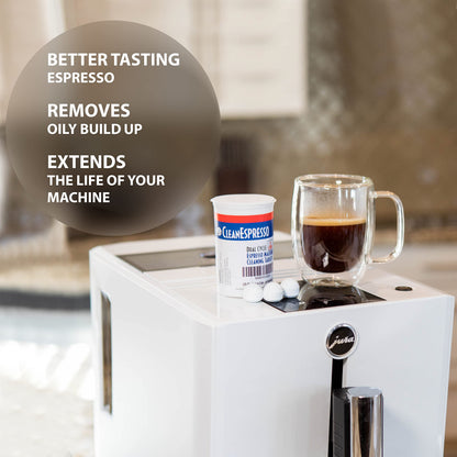 CleanEspresso - 3.5 g Dual Cycle Espresso Machine Cleaning Tablets for Jura Espresso Machines - 25 Jura Cleaning Tablets - Coffee Maker Accessories