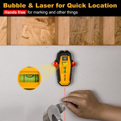 PREXISO 2-in-1 Magnetic Stud Finder with Laser Level, Multi Surface Line Laser, Compact Wood & Metal Detector with Bubble Vials for Accurate Markings, Wall Scanners Tool for Hanging Frames & Pictures