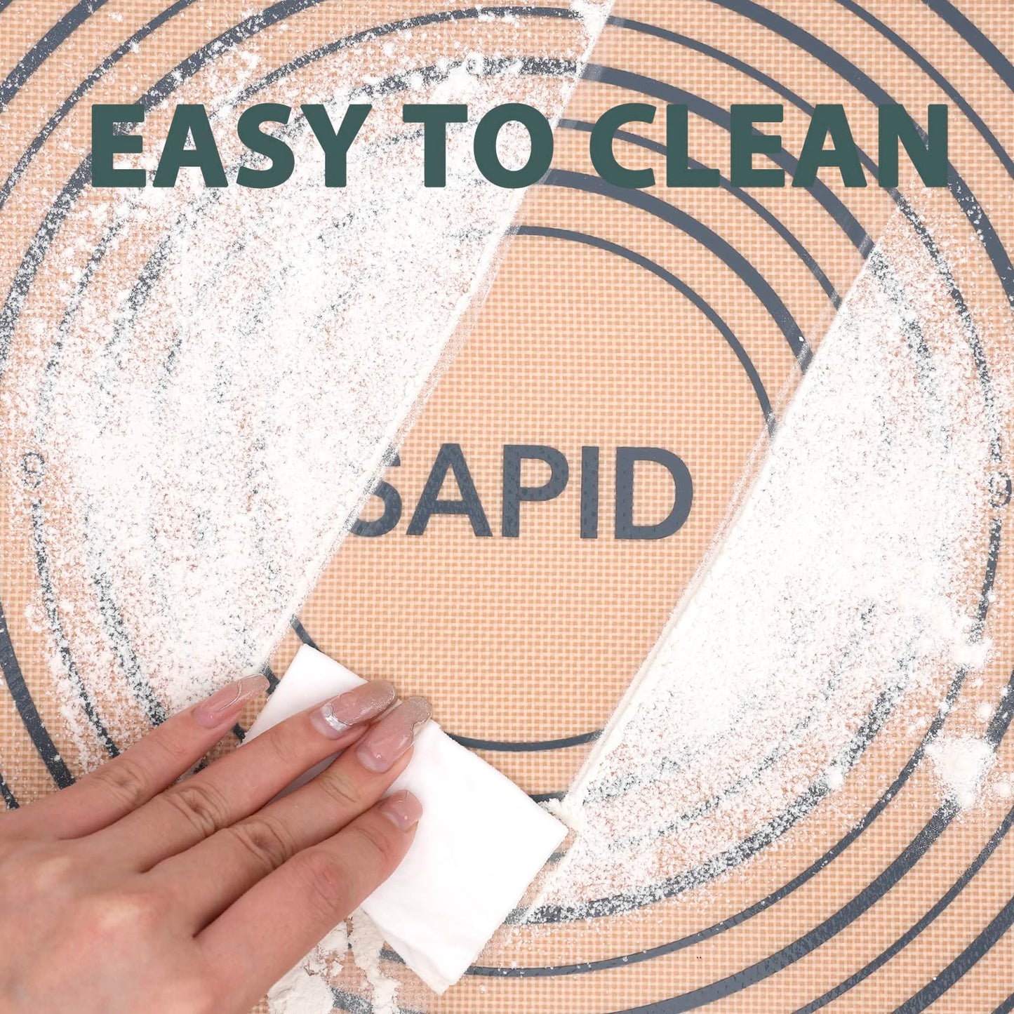 Sapid Extra Thick Silicone Pastry Mat Non-slip with Measurements for Non-stick Silicone Baking Mat Extra Large, Dough Rolling, Pie Crust, Kneading Mats, Countertop, Placement Mats (24inch x 36inch, Gray)