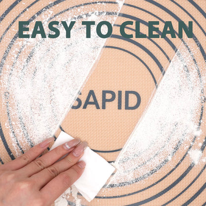 Sapid Extra Thick Silicone Pastry Mat Non-slip with Measurements for Non-stick Silicone Baking Mat Extra Large, Dough Rolling, Pie Crust, Kneading Mats, Countertop, Placement Mats (24inch x 36inch, Gray)