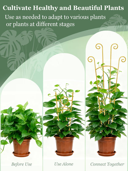 2 Pack Large Metal Trellis for Potted Plants, 33 Inch Monstera Plant Support Stakes for Indoor Climbing Plants, Expandable Garden Pothos Vine Snake Climber Outdoor(Gold)
