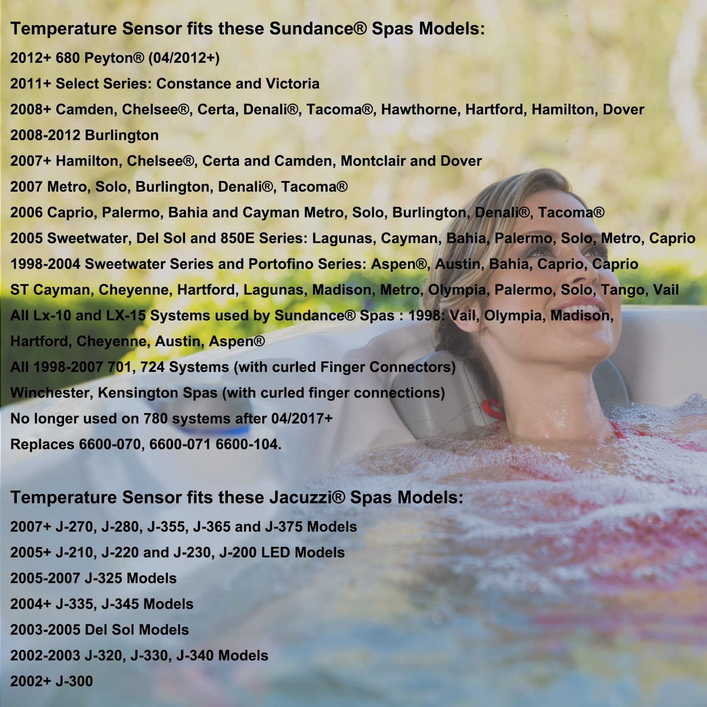 XMK 6600-166 Temperature Sensor for Sundance Spas and Jacuzzi Hot Tubs, with Curled Finger Connectors and 6540-228 O-Ring