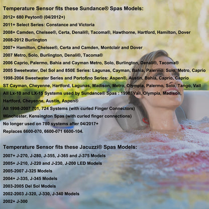 XMK 6600-166 Temperature Sensor for Sundance Spas and Jacuzzi Hot Tubs, with Curled Finger Connectors and 6540-228 O-Ring
