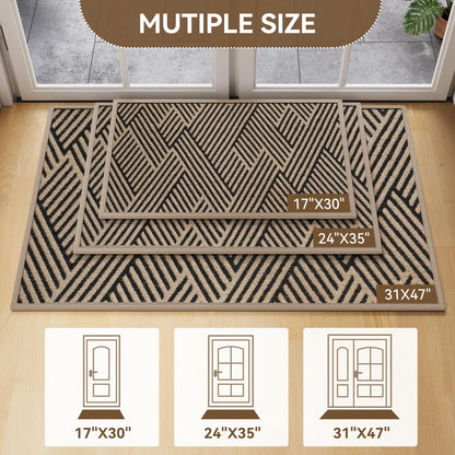 YDKGL Door Mat Indoor Outside Entrance 17"x30", Low-Profile Non Slip Outdoor Inside Doormat Entryway Mat, Dirt Resistant Absorbent Front Porch Welcome Entry Mats, Washable Easy Clean, Brown