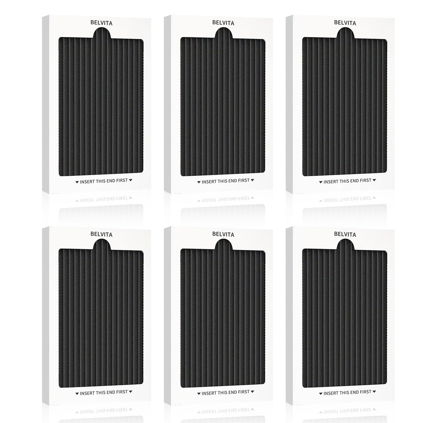 Belvita Refrigerator Air Filter Replacement for Frigidaire, Paultra, Ultrawf PureAir Ultra Electrolux EAFCBF - 6 Pack White