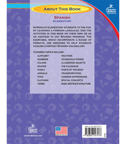 Carson Dellosa Skills for Success Elementary Spanish Workbook, Alphabet, Numbers, Basic Sight Words, Sentence Building Skills, and More, Classroom or Homeschool Curriculum